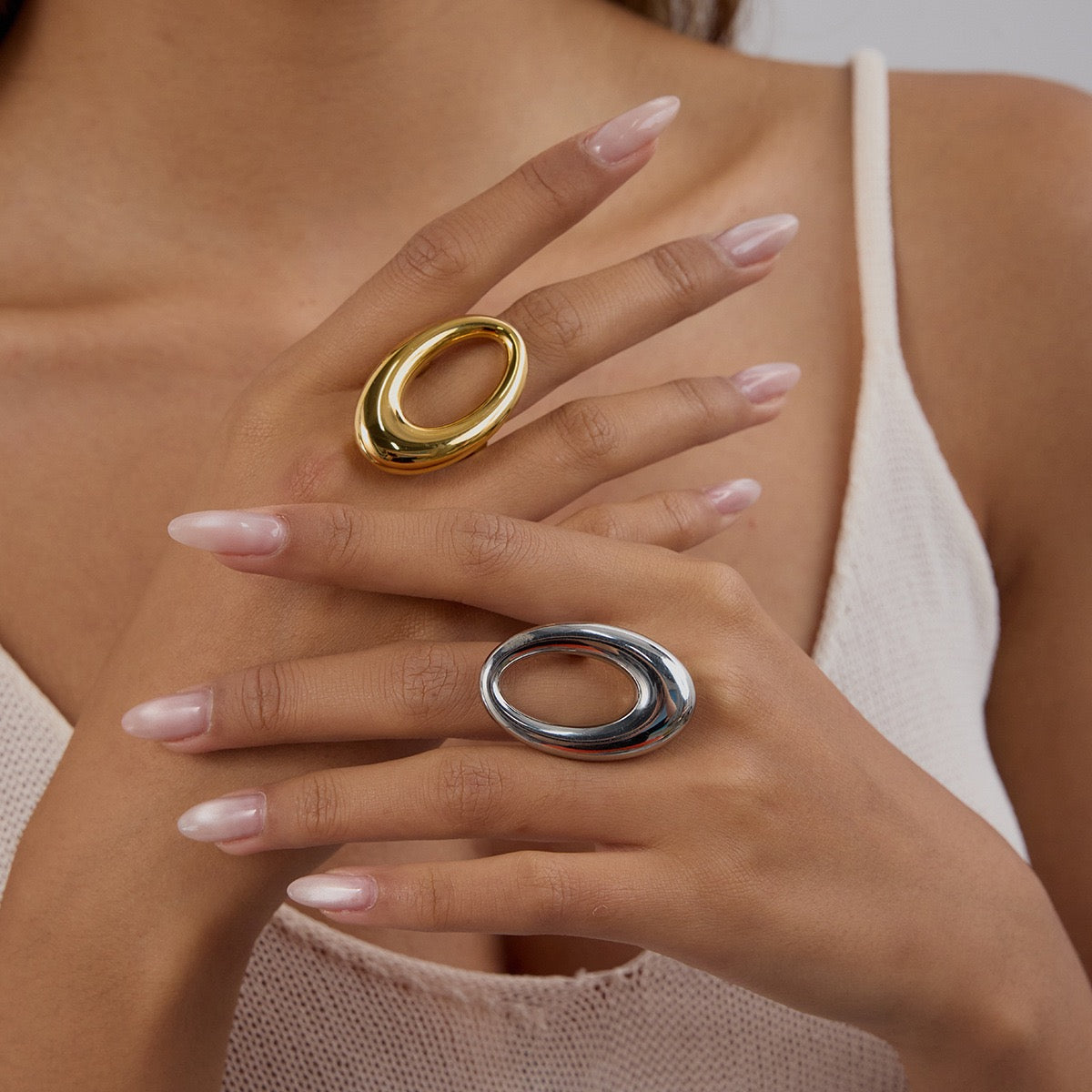 Oval statement earrings