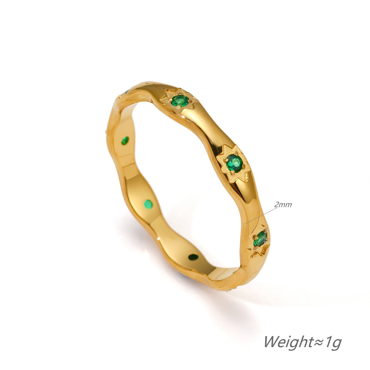 Green stars band rings