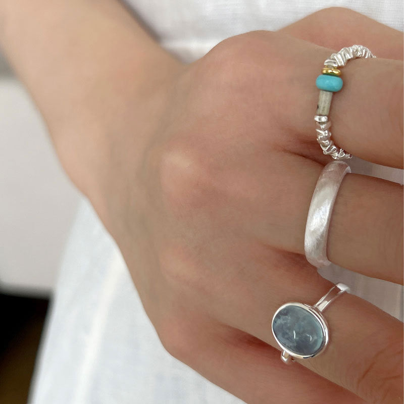 Colored Rock Sterling Silver Ring