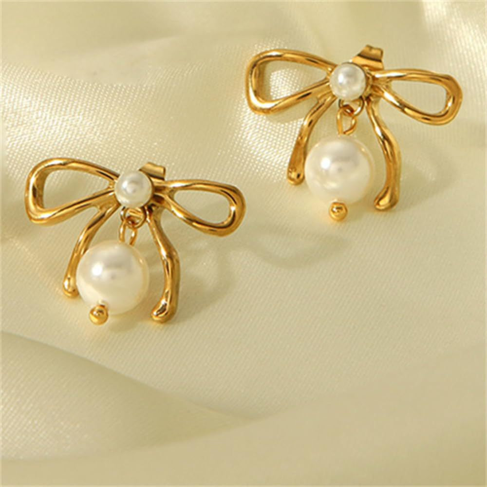 Pearly bows and butterfly earrings