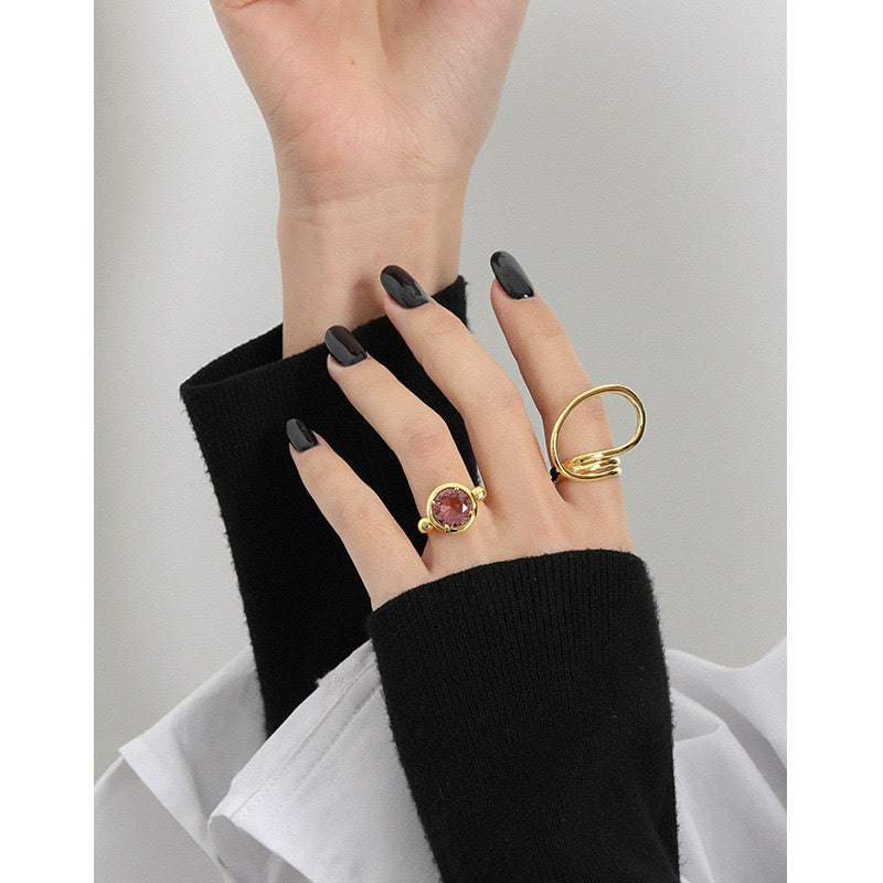 Colored Rock Sterling Silver Ring