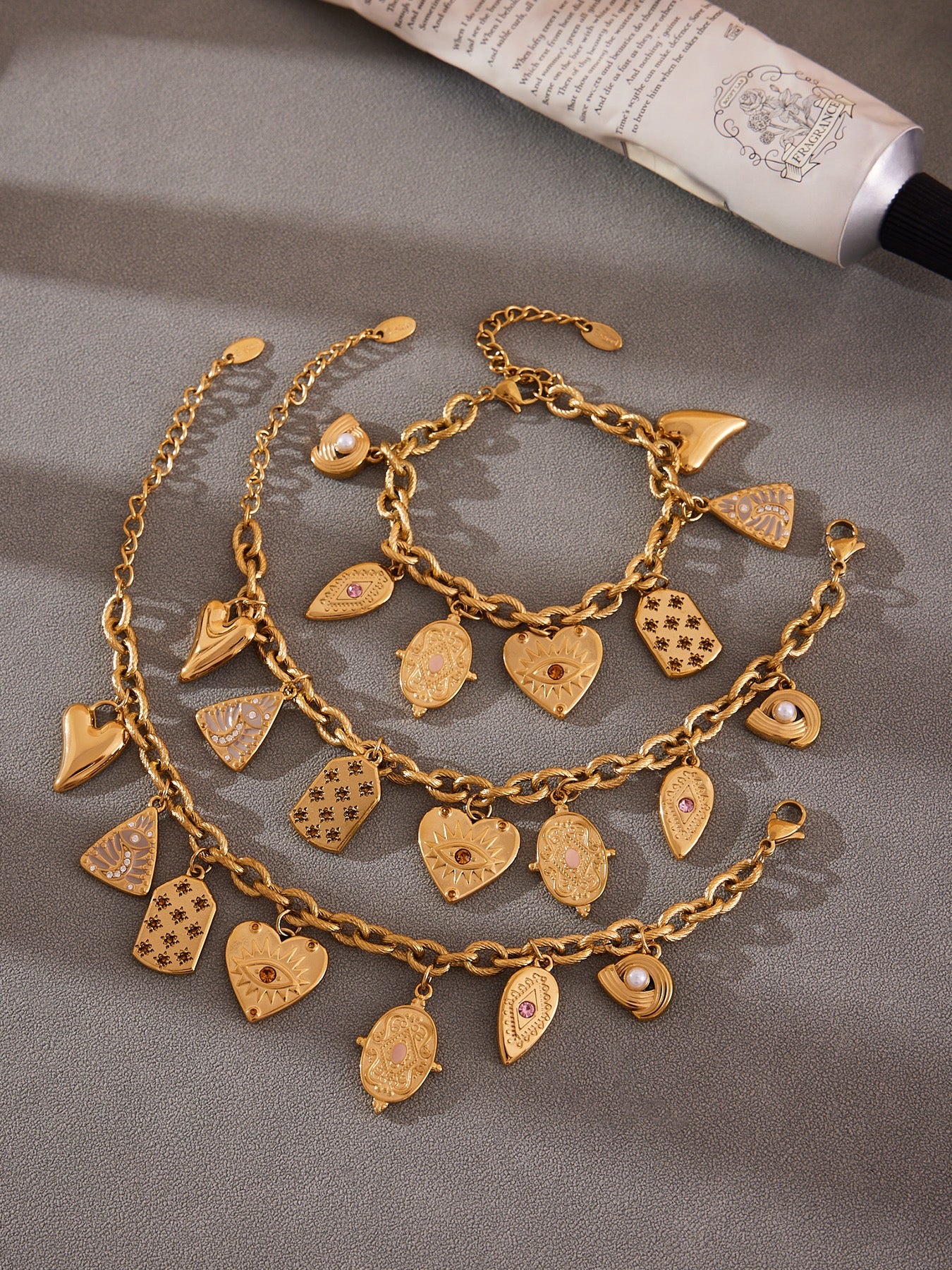 Full heart charm locket bracelet