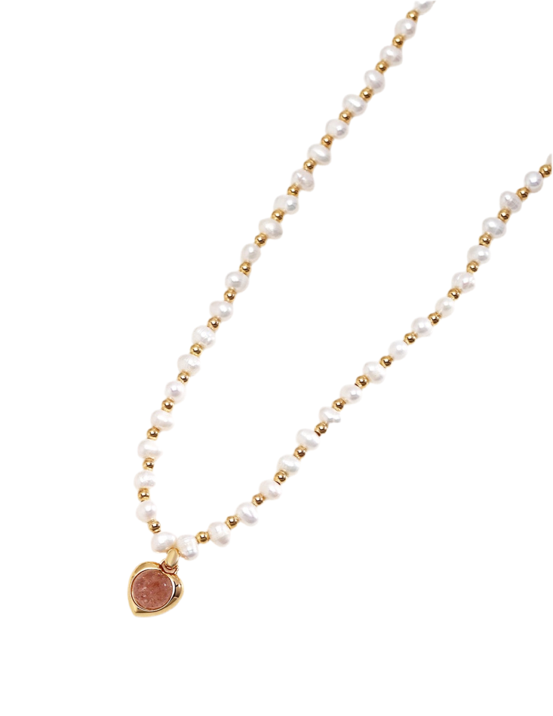 Iceland Strawberry quartz Pearl necklace