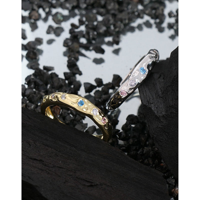 Colored Rock Sterling Silver Ring