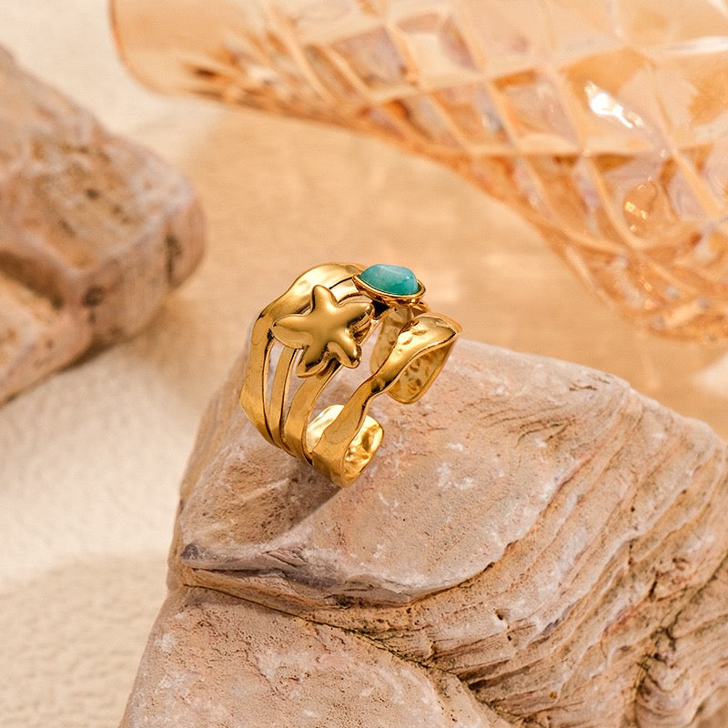 Blue starfish ring