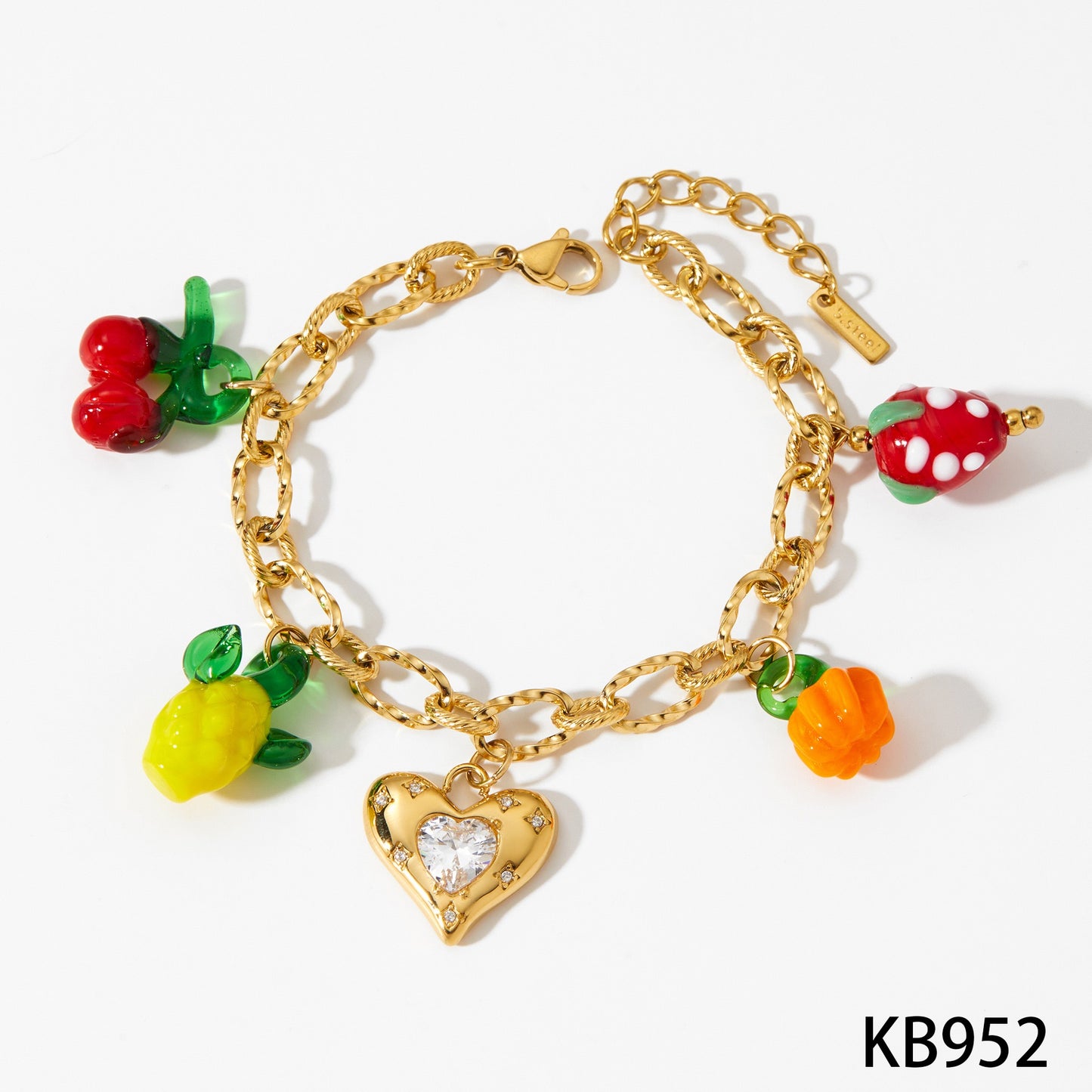 Summer fruit strawberry heart charm set