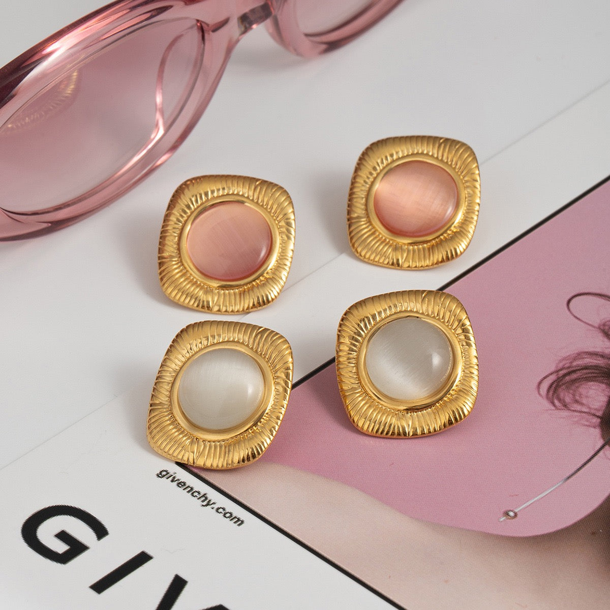 Cat eye stone earrings