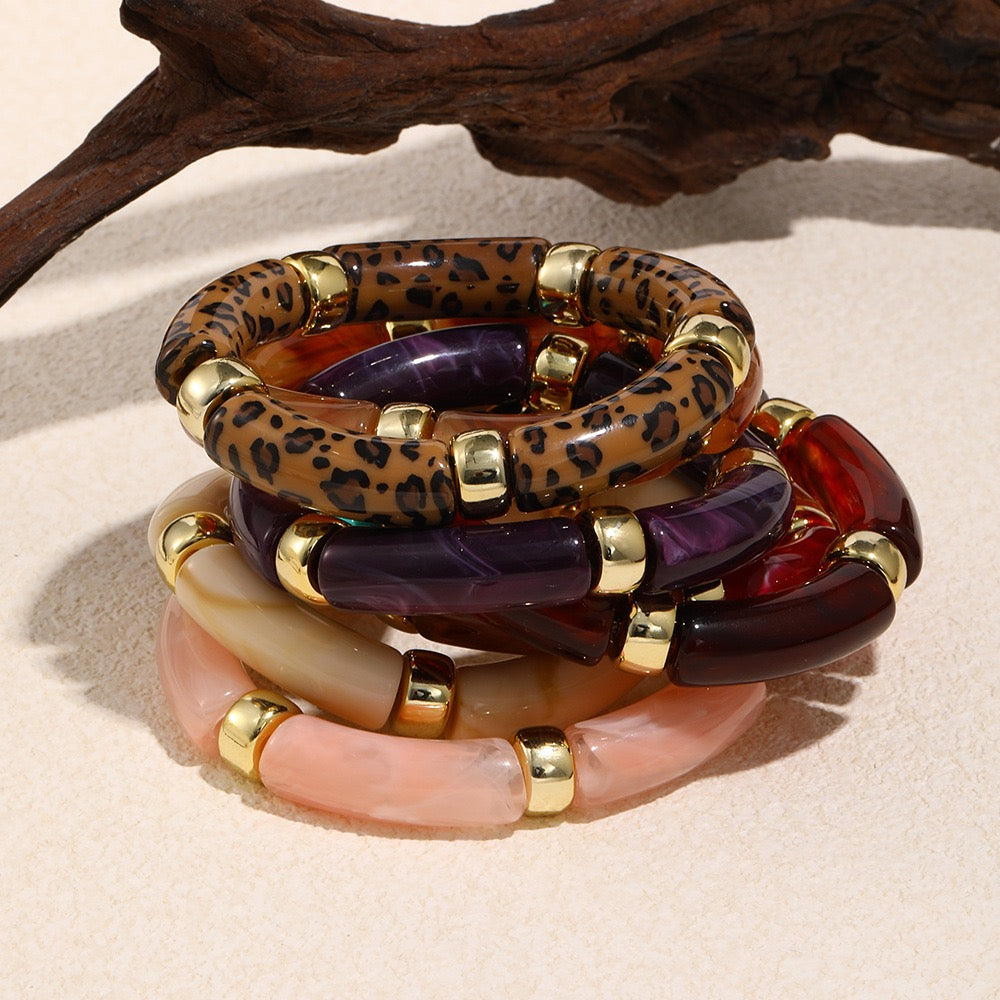 Acrylic rainbow summer bangles