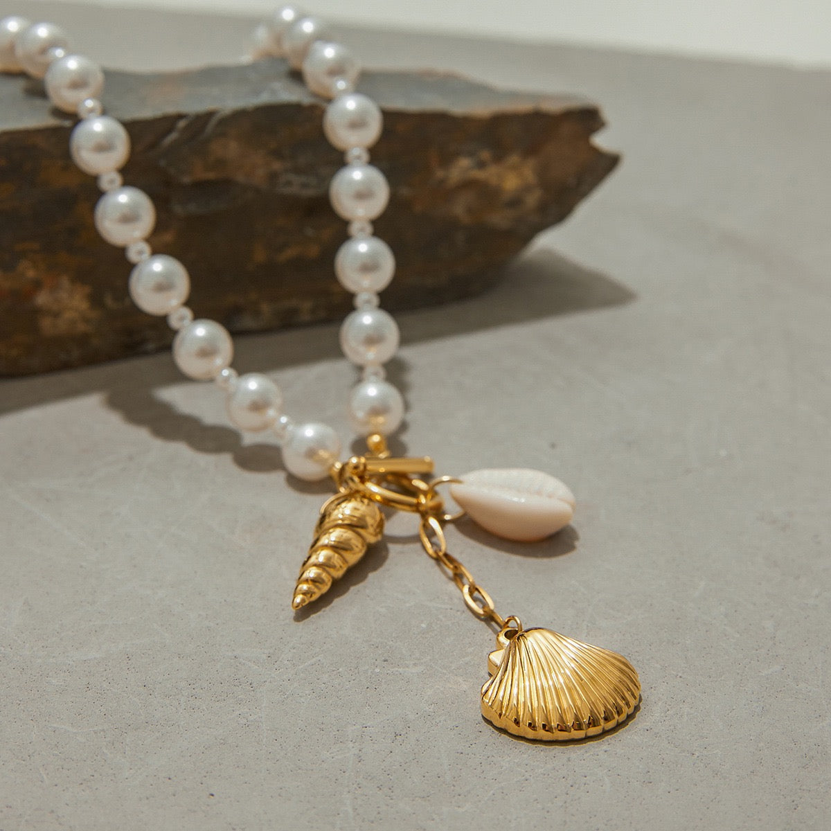Dainty charm white rope necklace