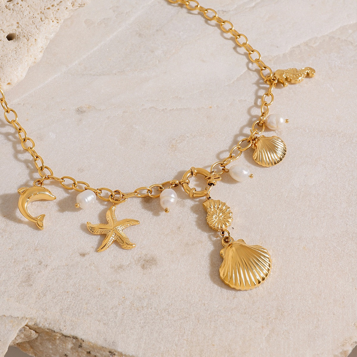 Phoenix shell charm necklace