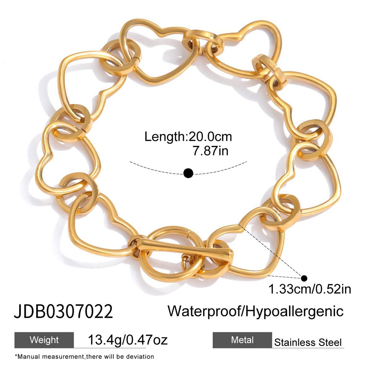 Heart chain bracelet