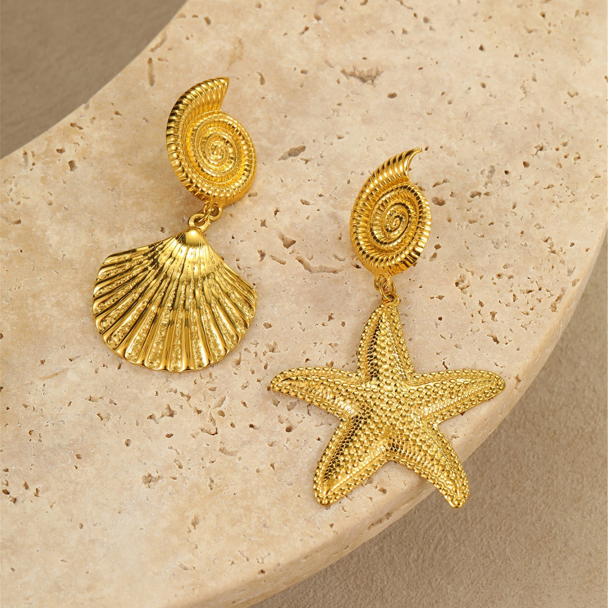 Starfish seashell Big earrings