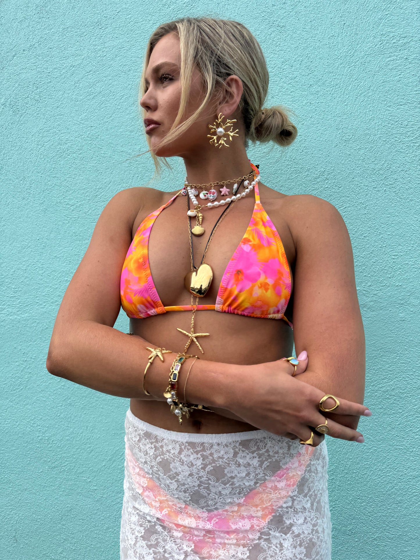 Statement charm white beach necklace