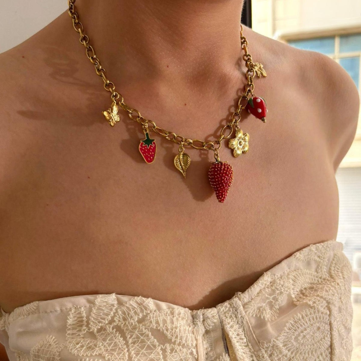 Strawberry charm set