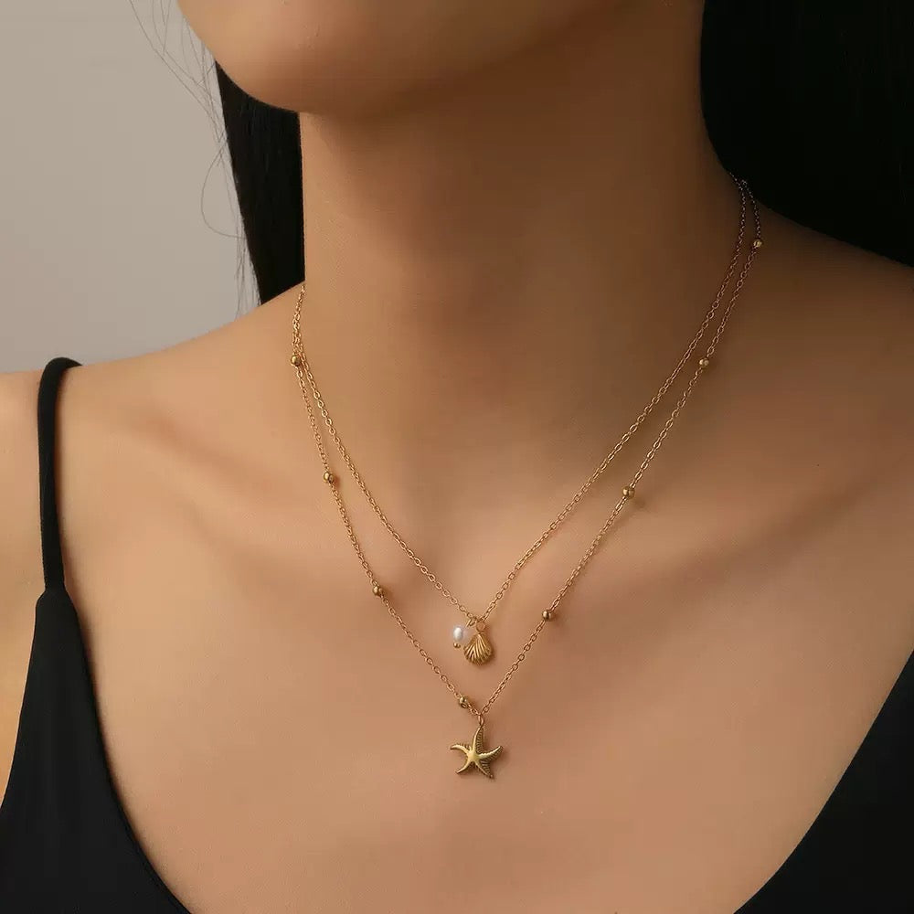 Kappa dainty layer starfish necklace