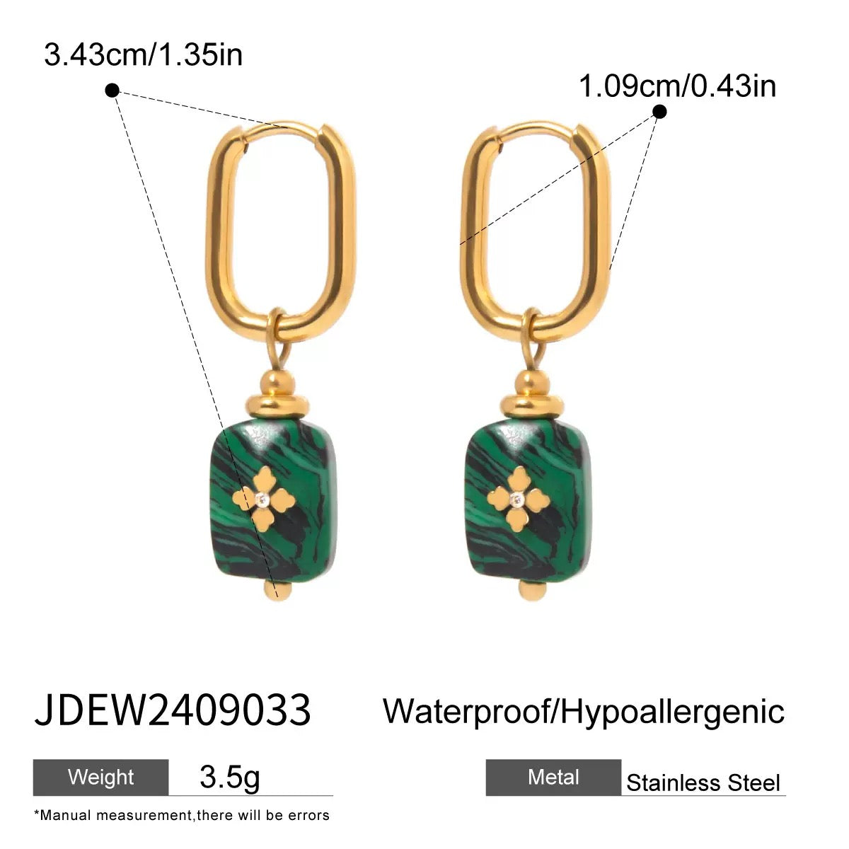 Colorful stones leaf earrings
