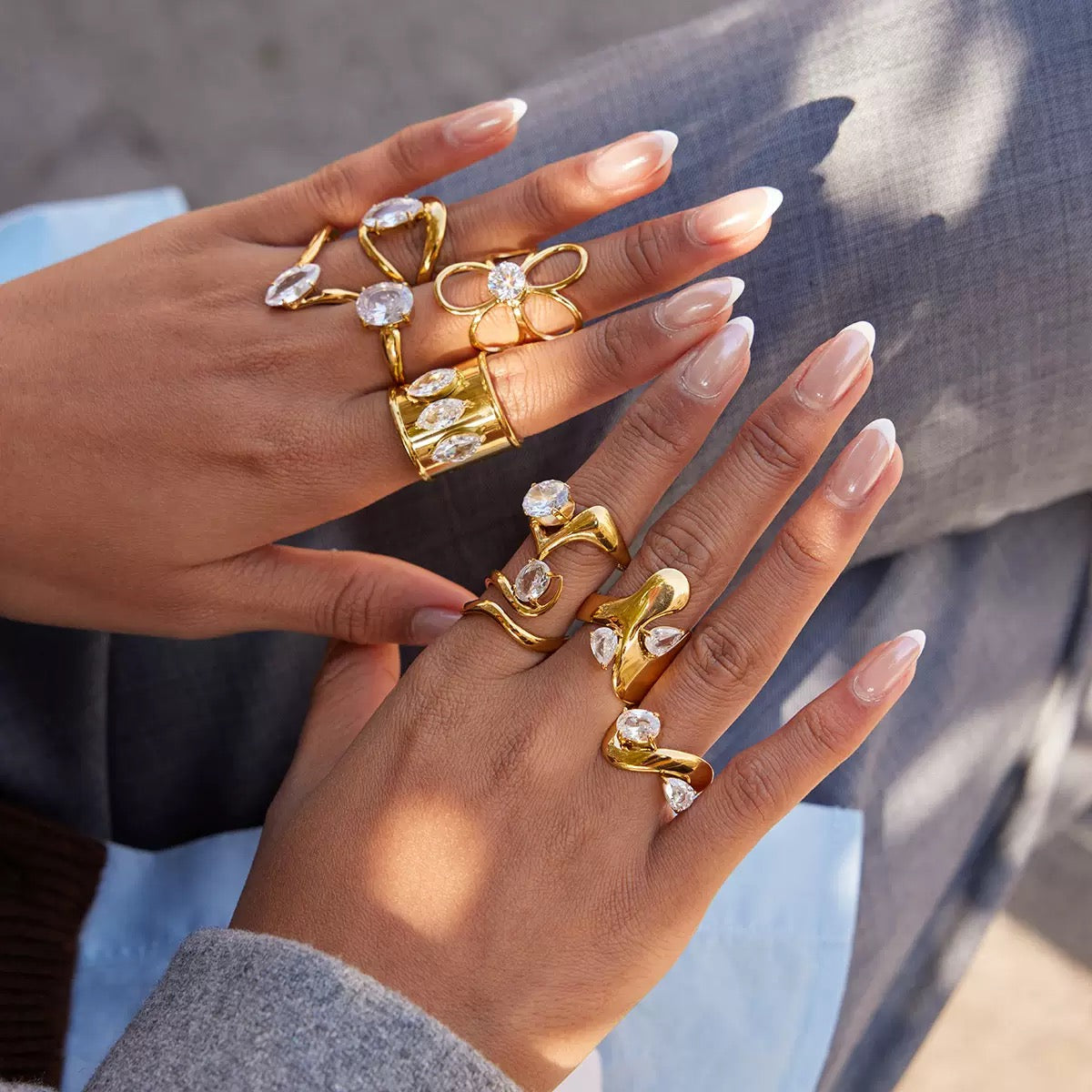 Solenne Rock Wave Rings