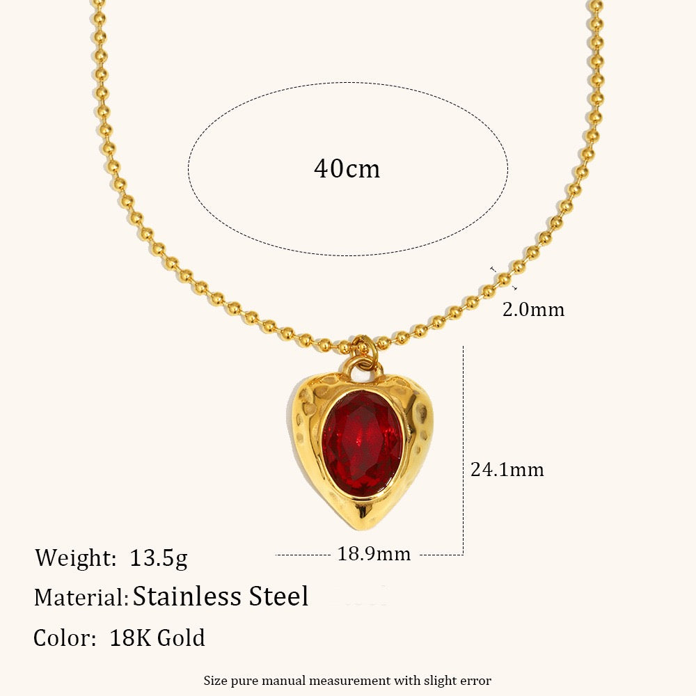 Apple of my eye red heart necklace