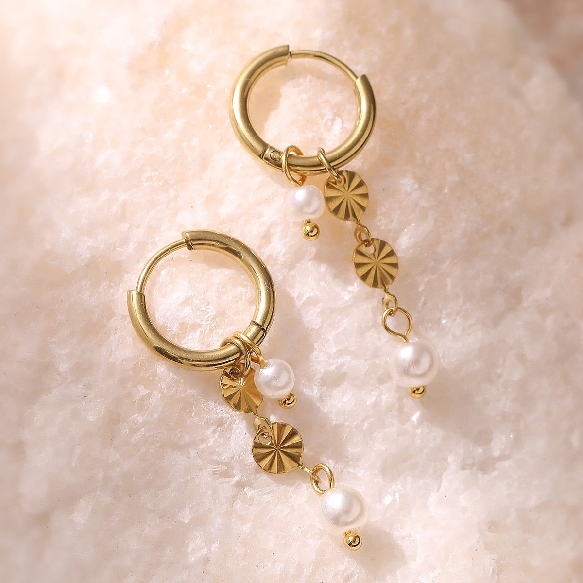 Dainty pearly hoops