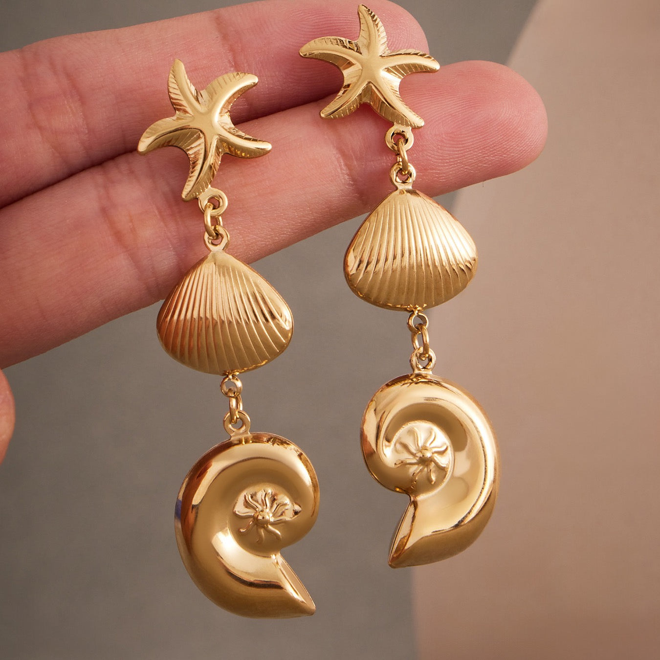 Starfish seashell earrings
