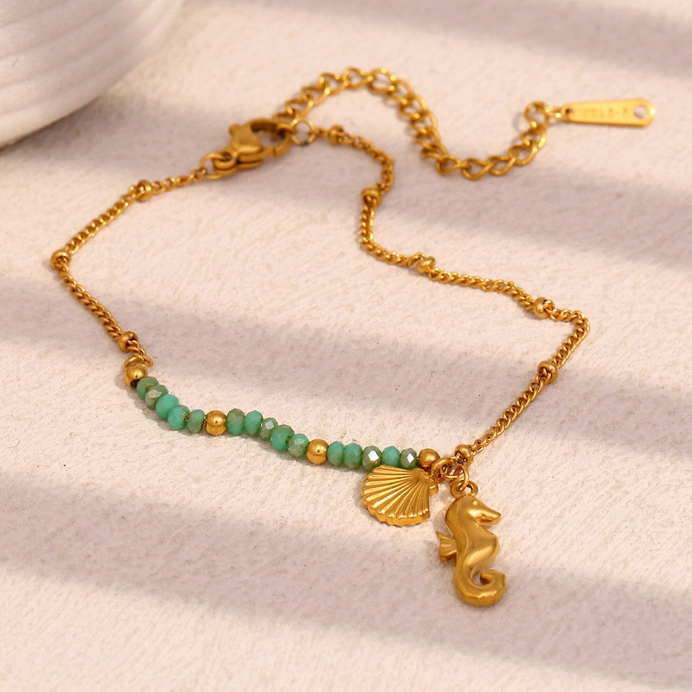 Green starfish layer bracelet