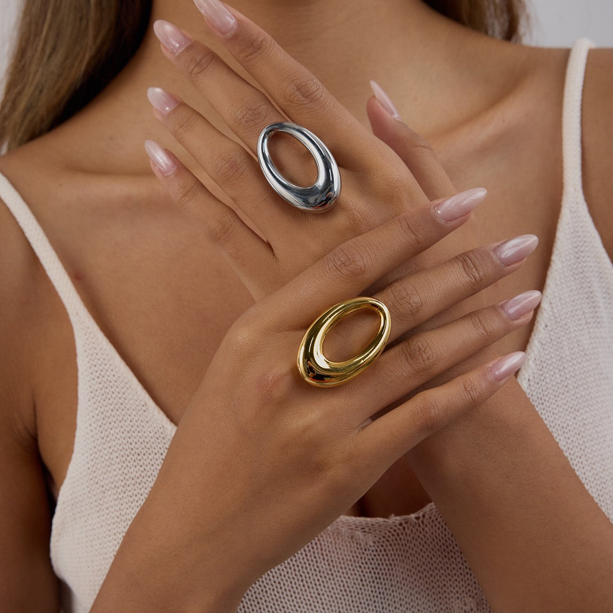 Oval statement earrings