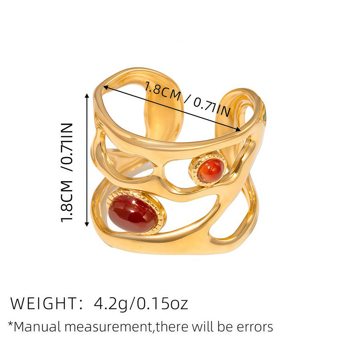 Boho Gemstone Ring – Adjustable Stainless Steel Ring