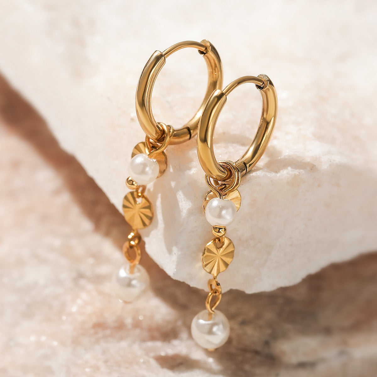Dainty pearly hoops