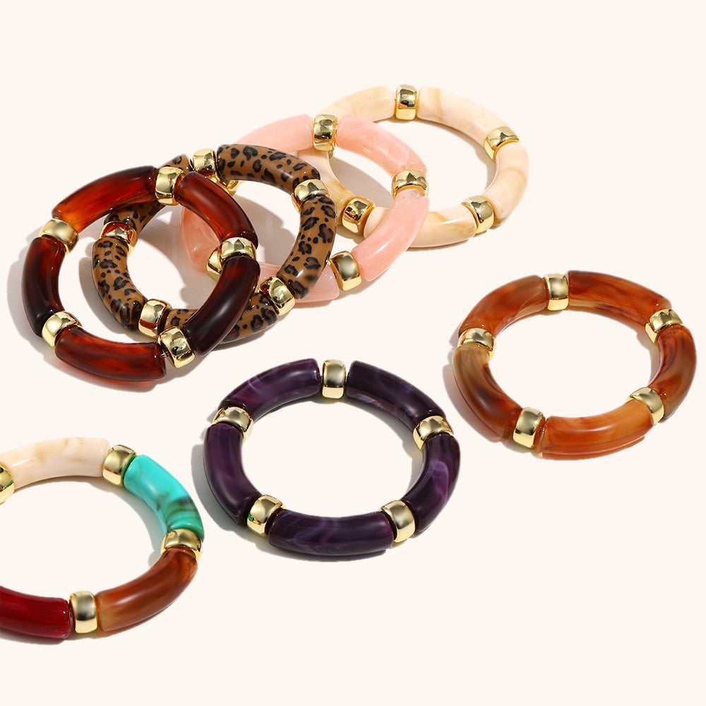 Acrylic rainbow summer bangles