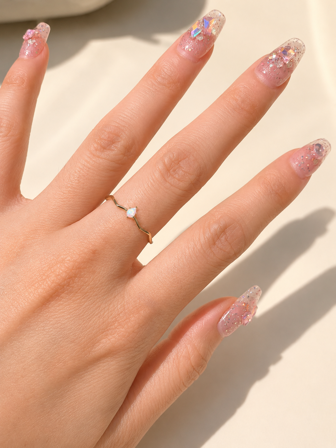 Dainty opal sterling silver rings collections