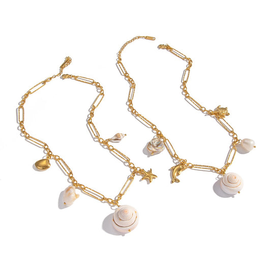 Natural shell charm necklace