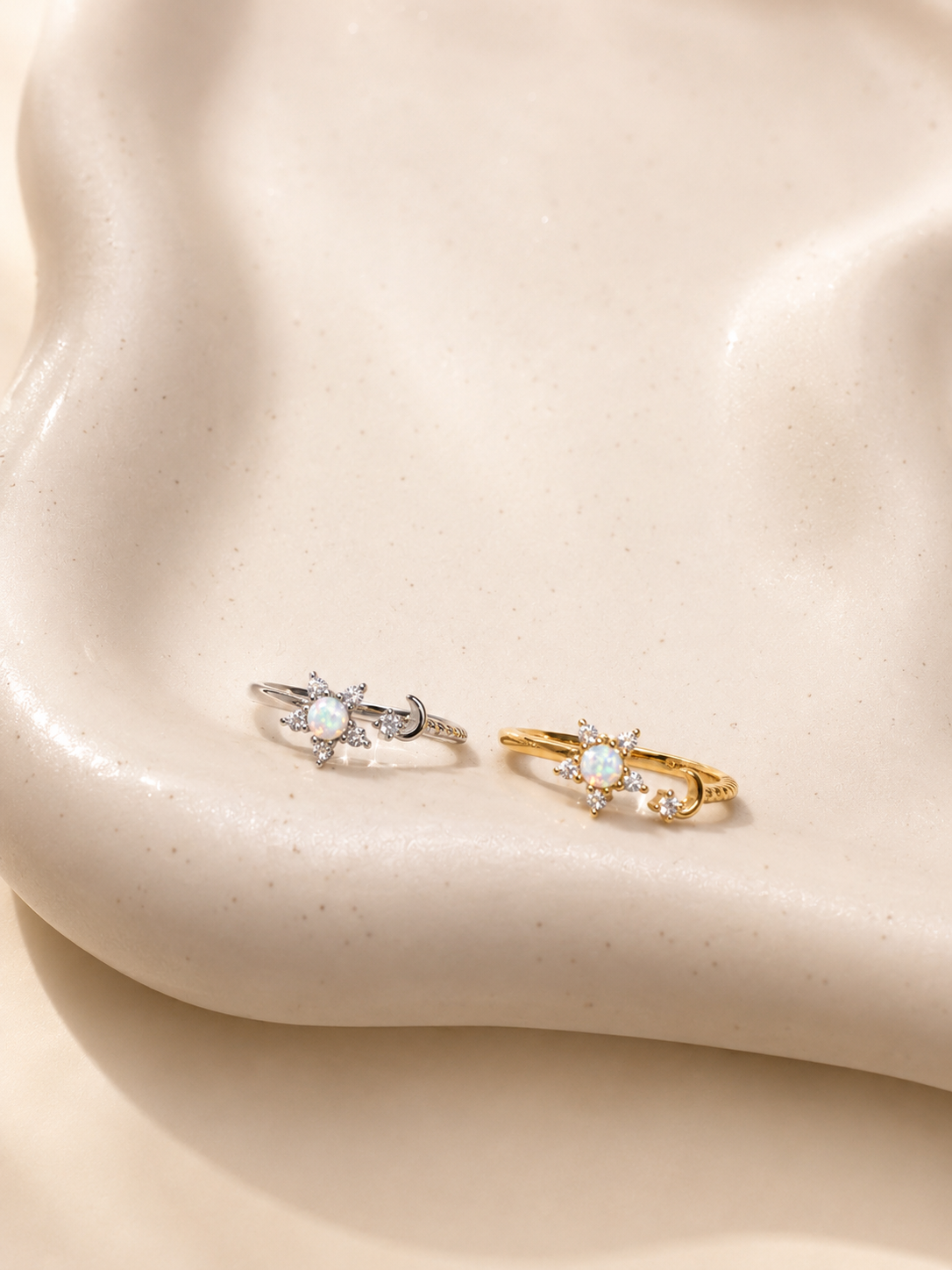 Dainty opal sterling silver rings collections