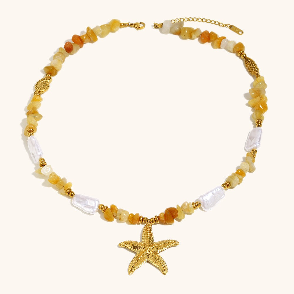 Orange starfish necklace