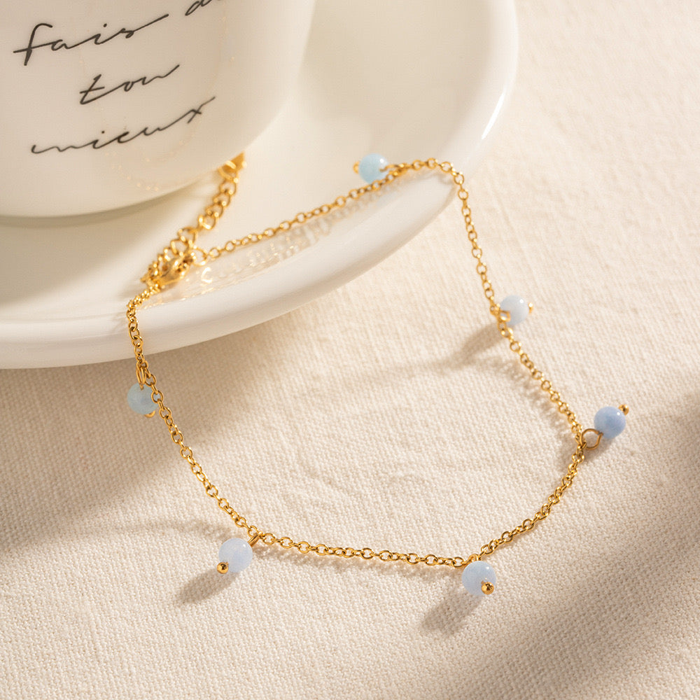 Gia Blue foggy stone anklets