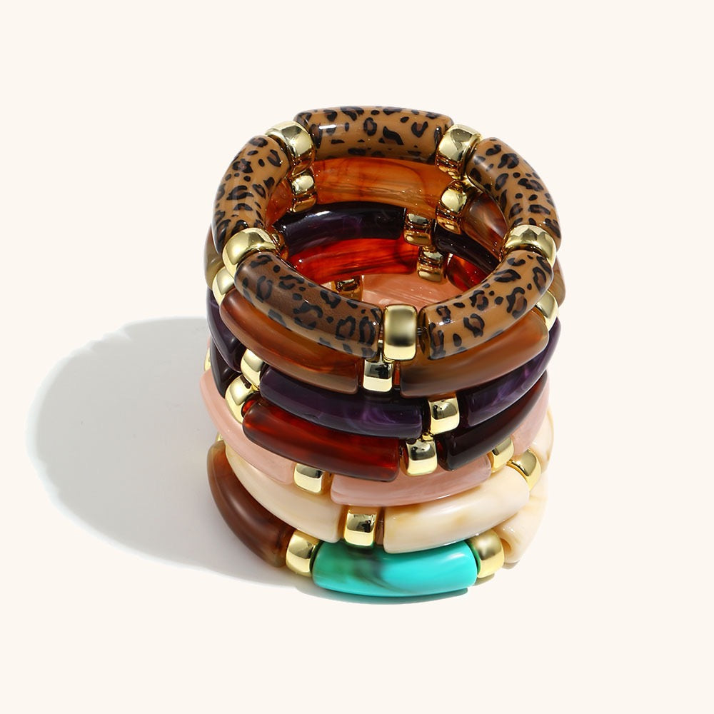 Acrylic rainbow summer bangles