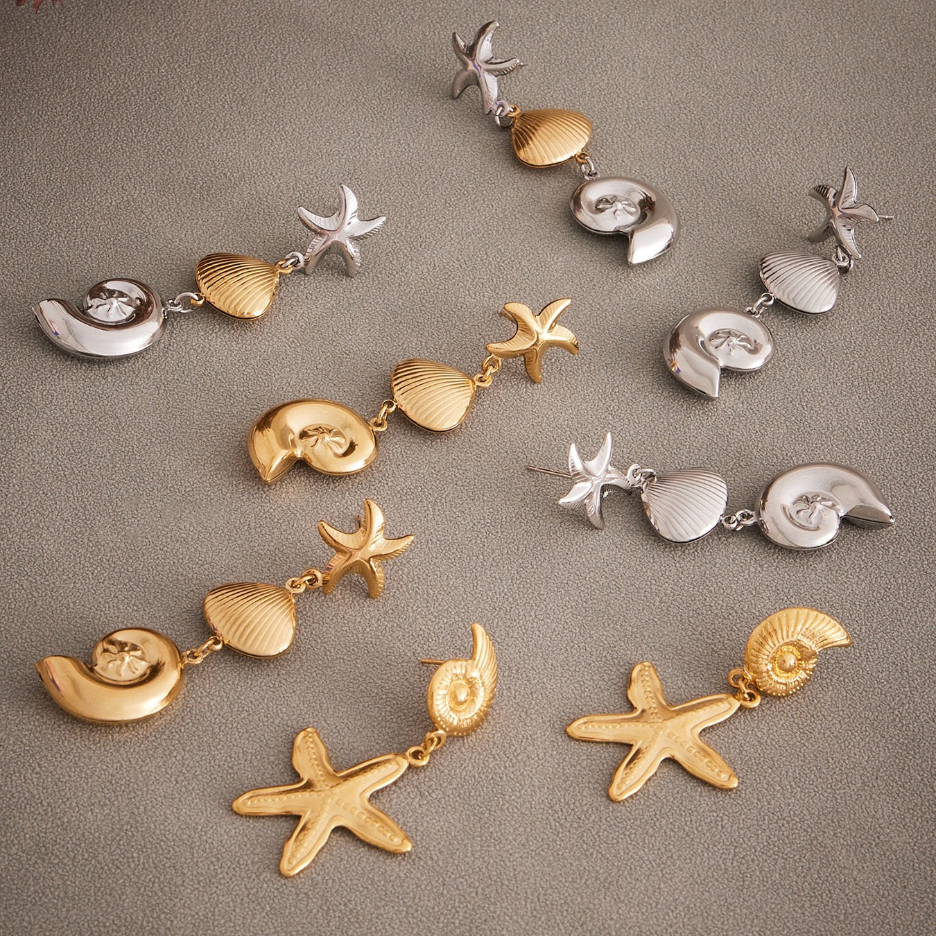 Starfish seashell earrings