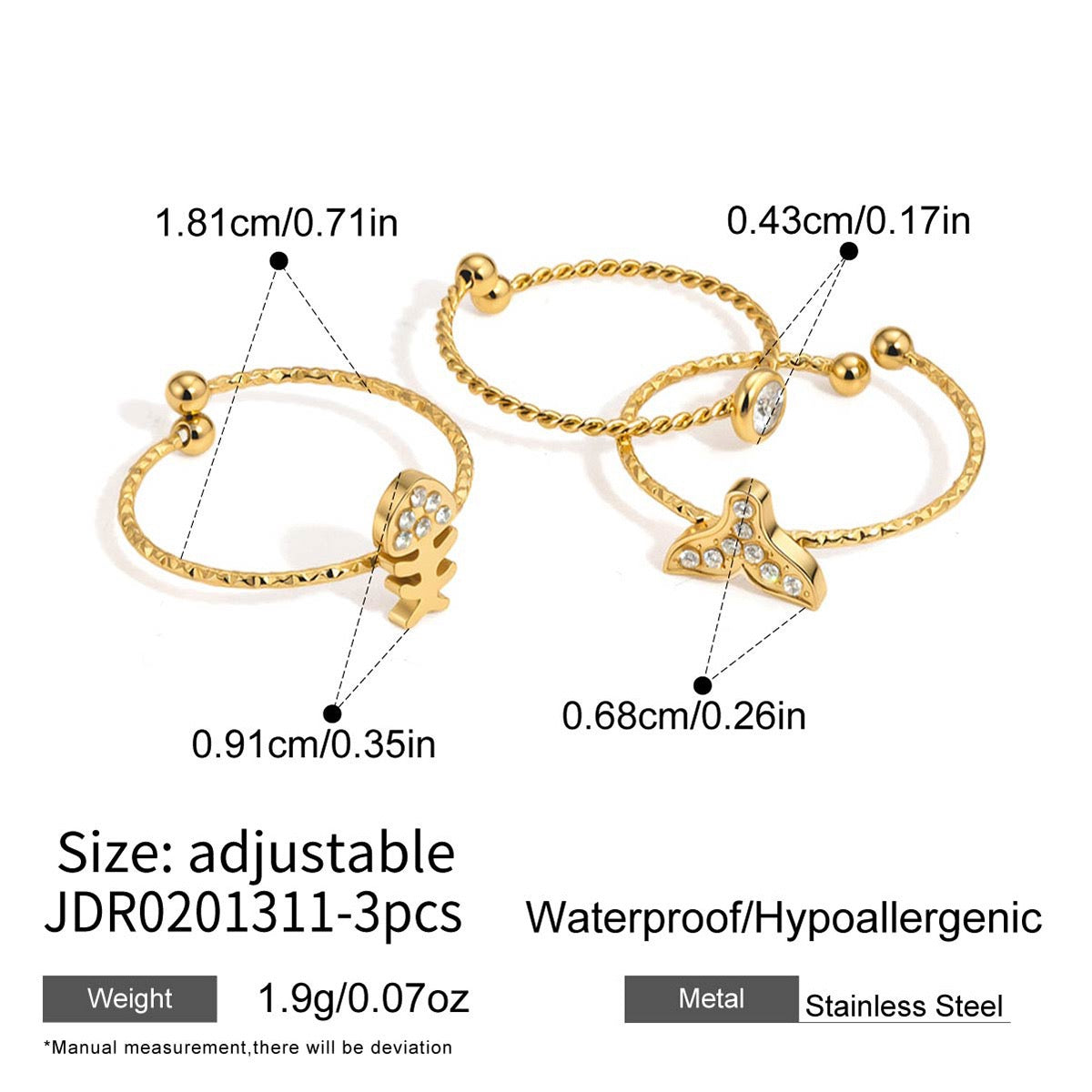 Fish tale rings set of there