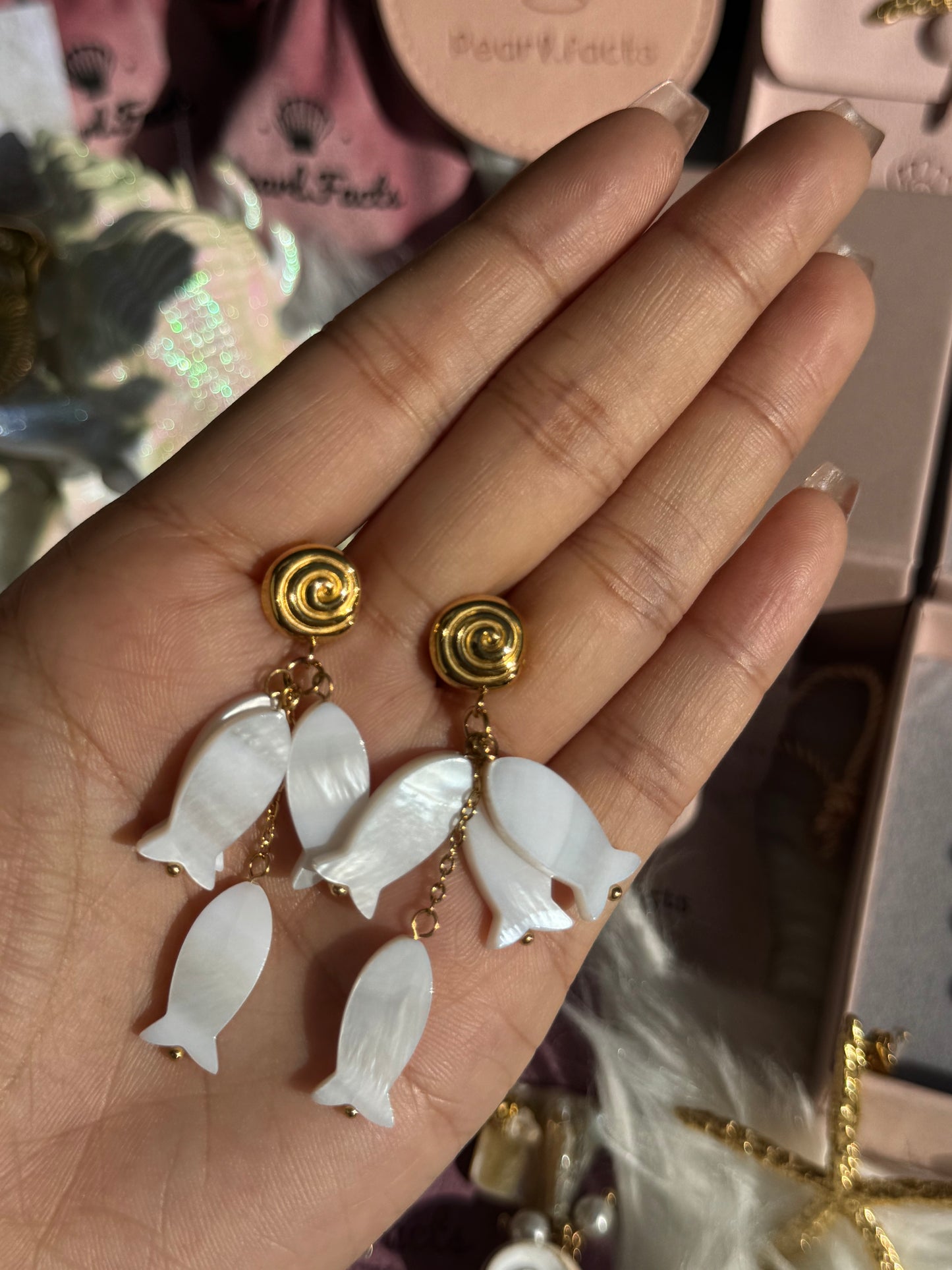 White fish earrings