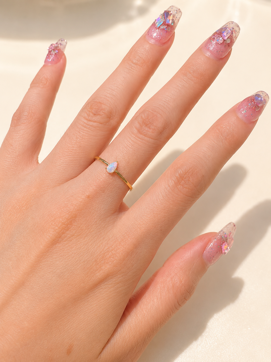 Dainty opal sterling silver rings collections