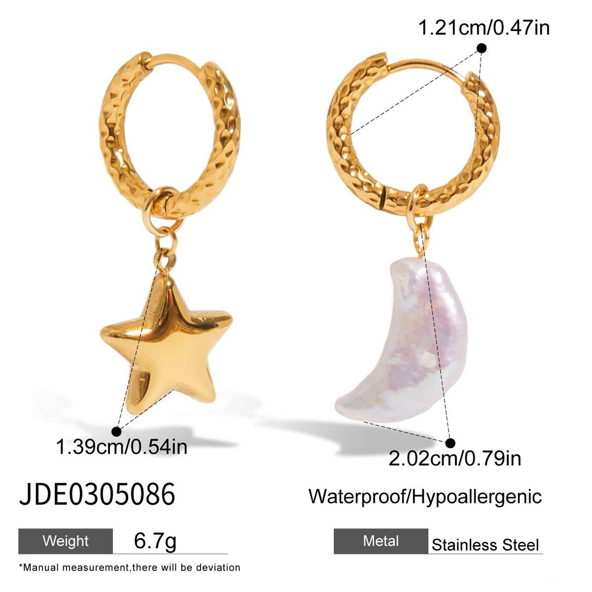 Pearly star and moon set