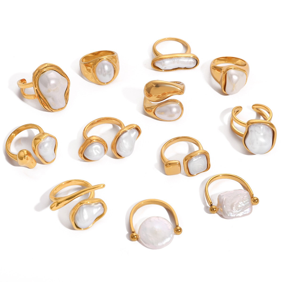 White pearly rings collection