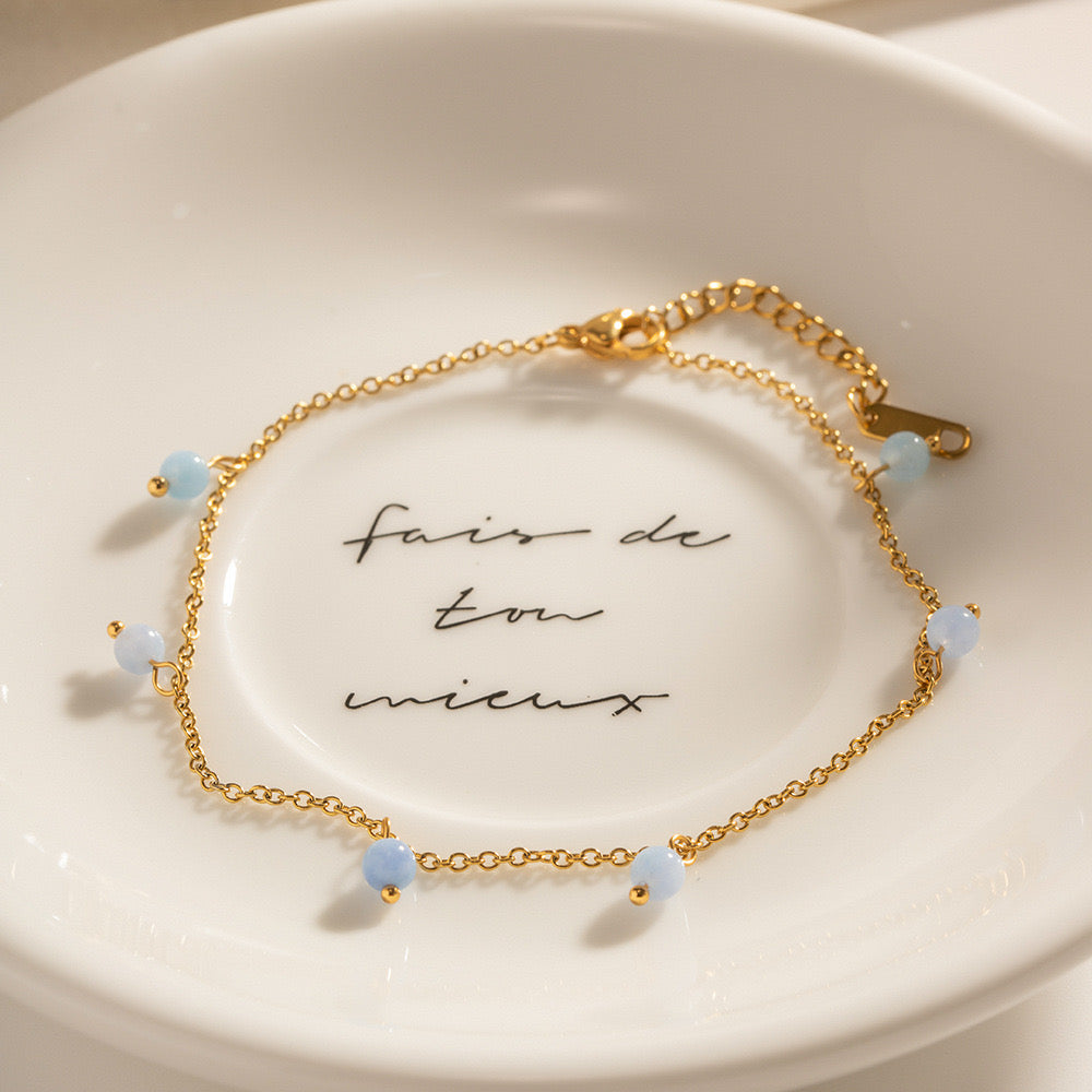 Gia Blue foggy stone anklets