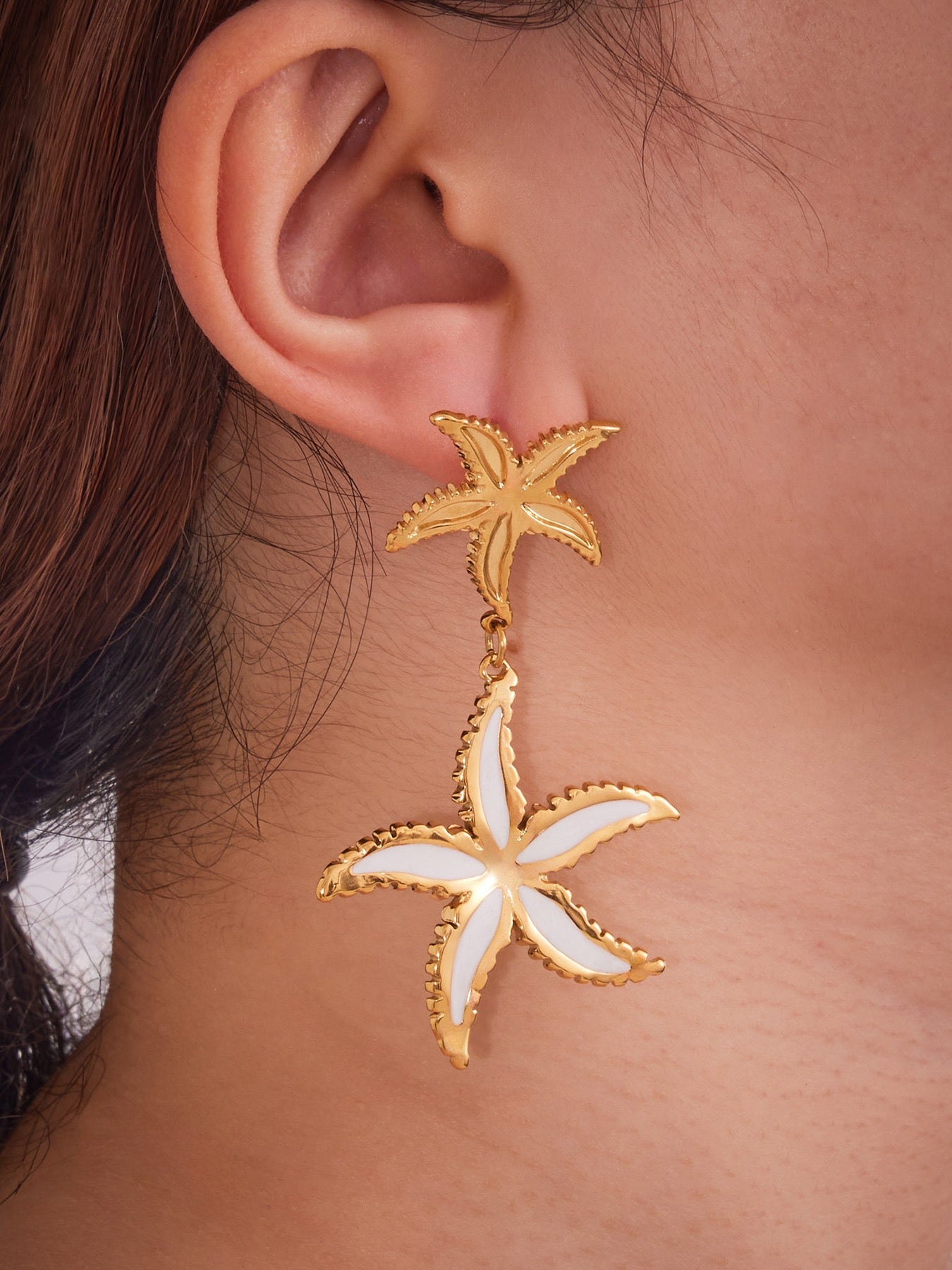 White starfish earrings