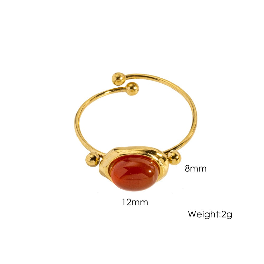 Natural stone gem rings