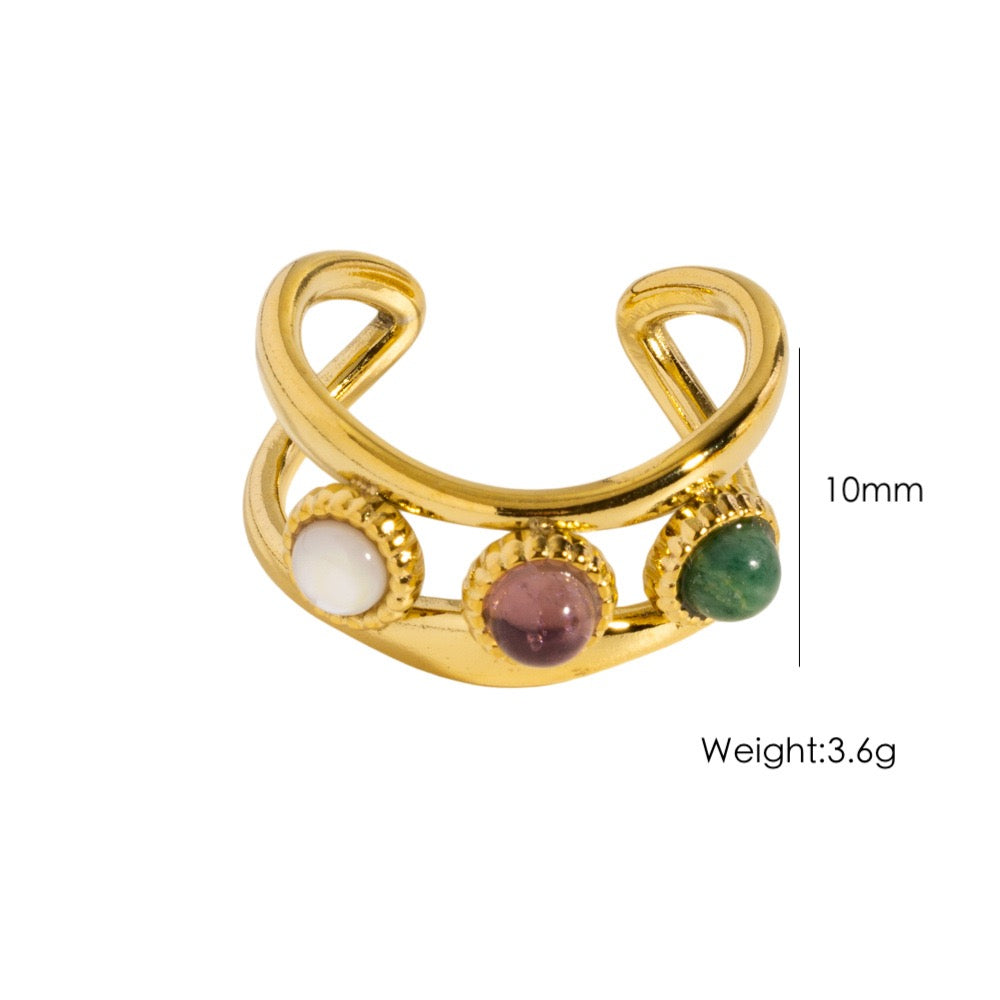 Three gems band rings