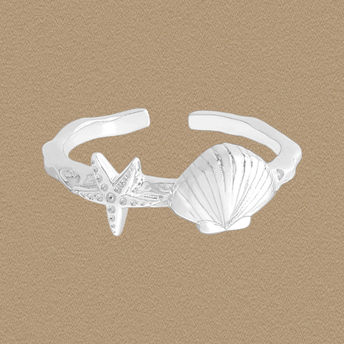 Star Moon Shell Sterling Silver Ring