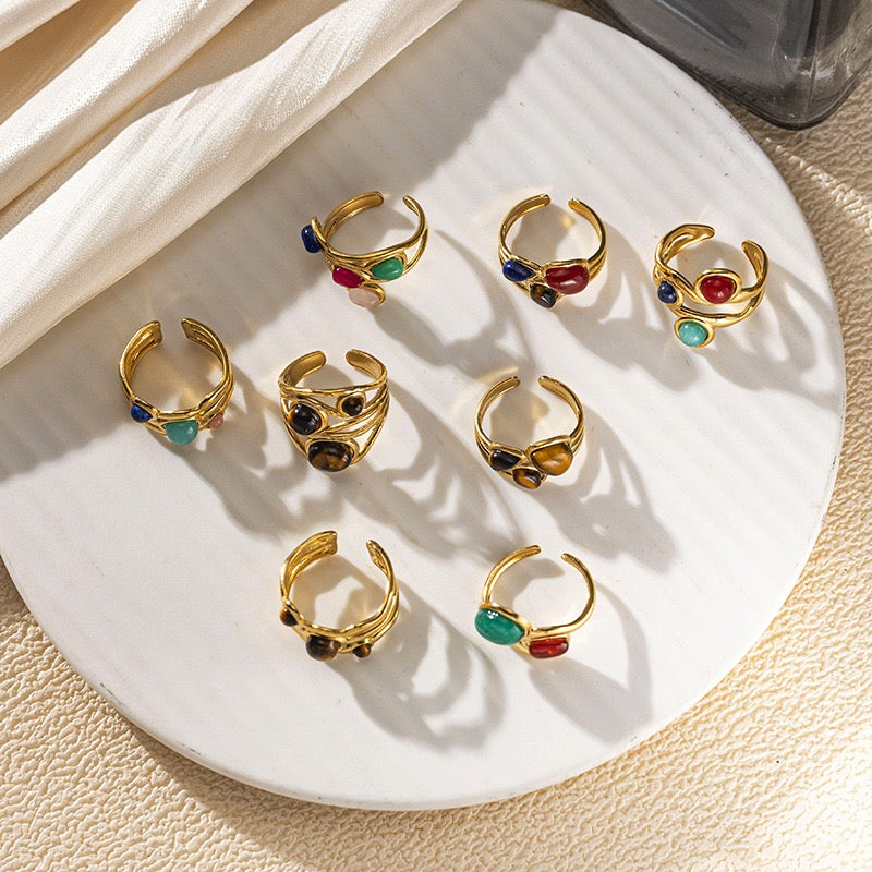 Colorful stone rings
