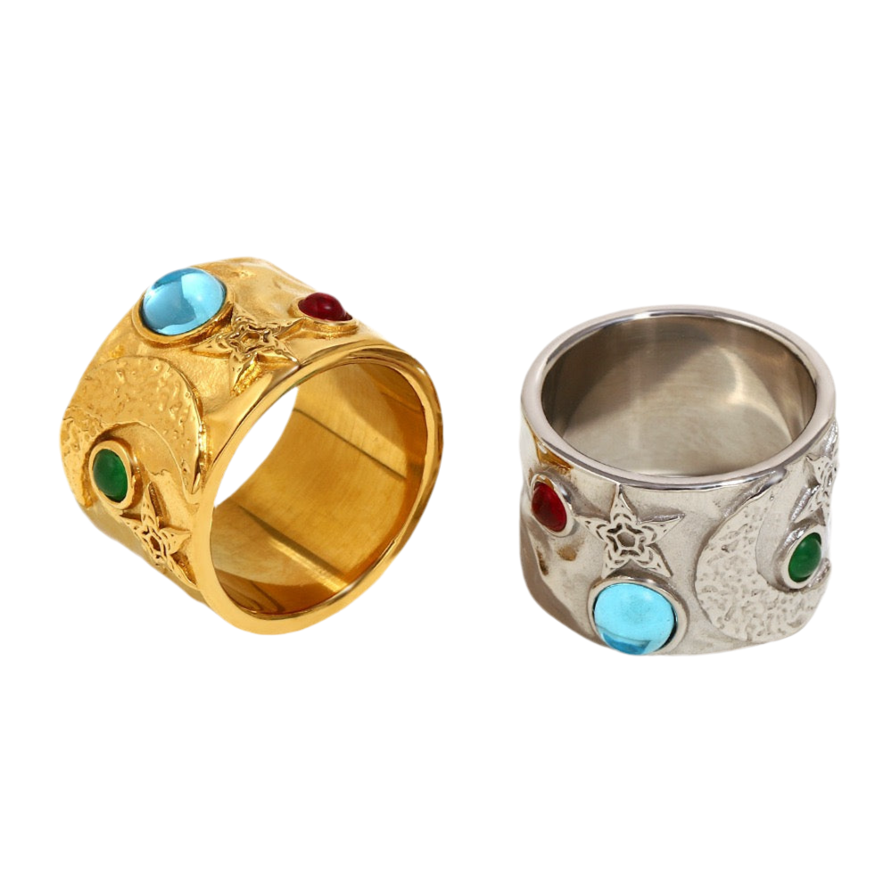 Majoris star moon blue ring