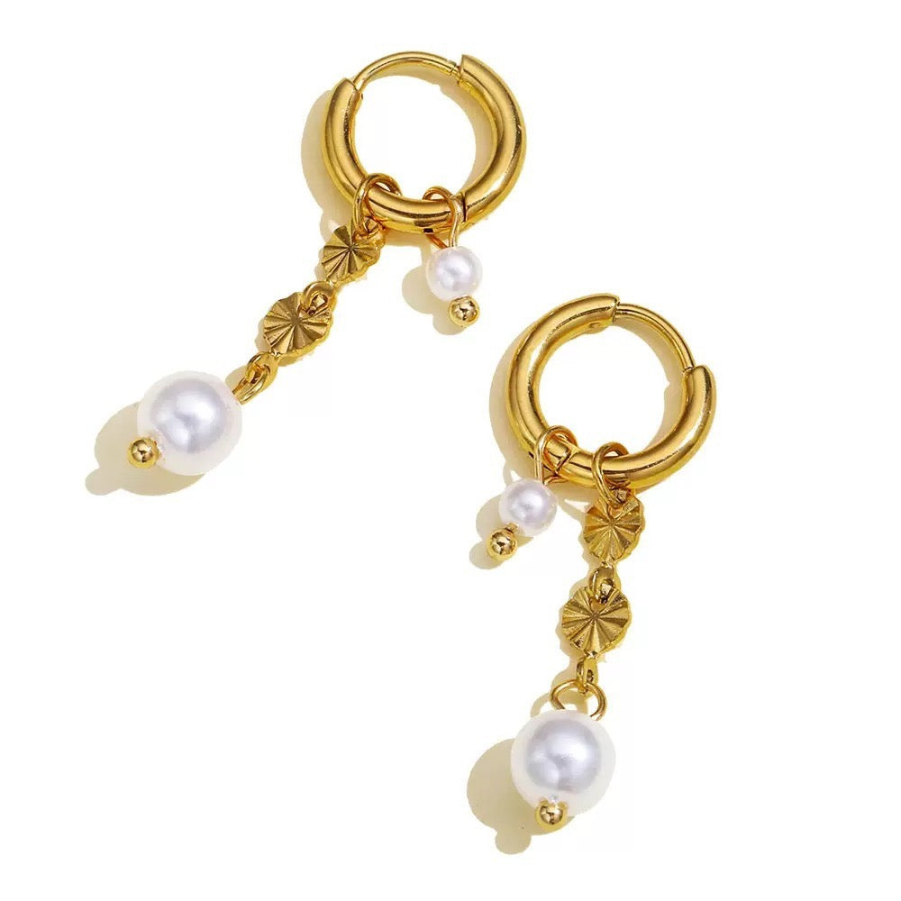 Dainty pearly hoops