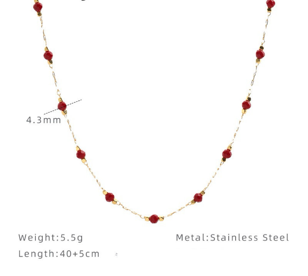 Red stone dainty necklace